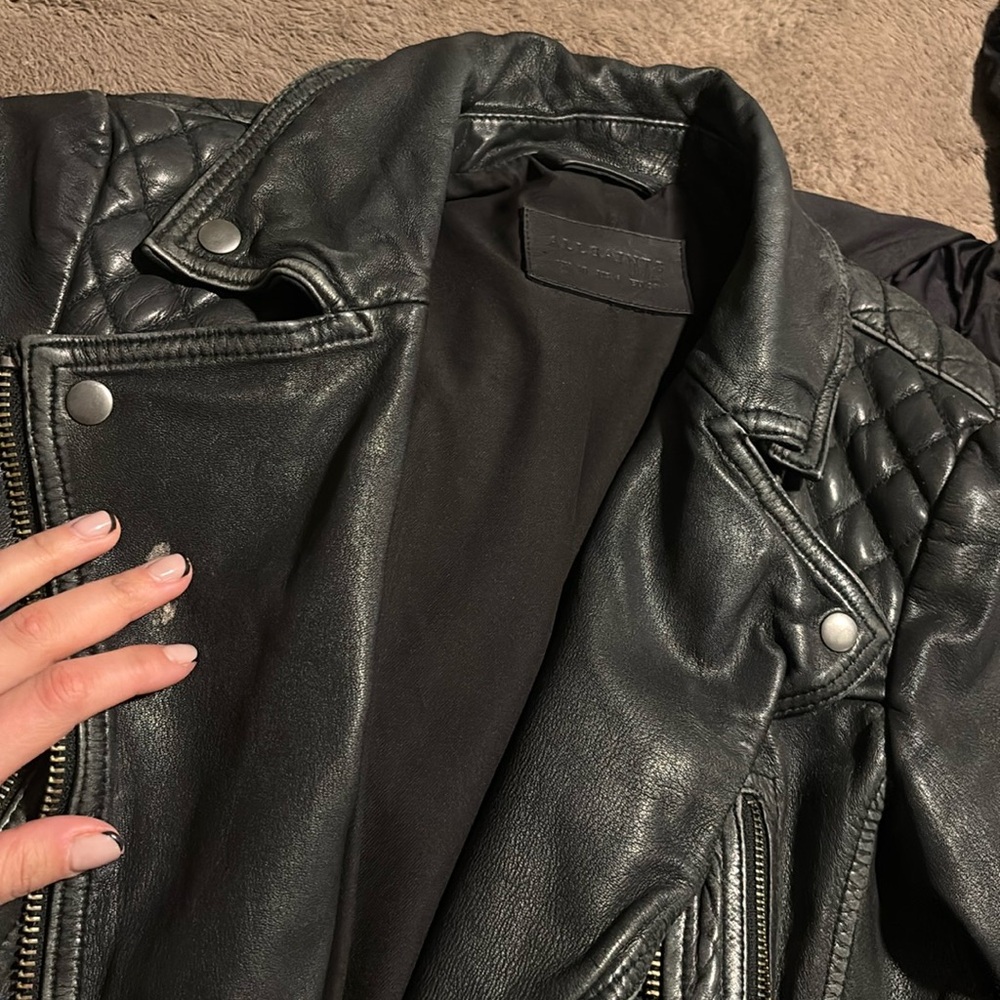 All Saints black leather motor jacket
